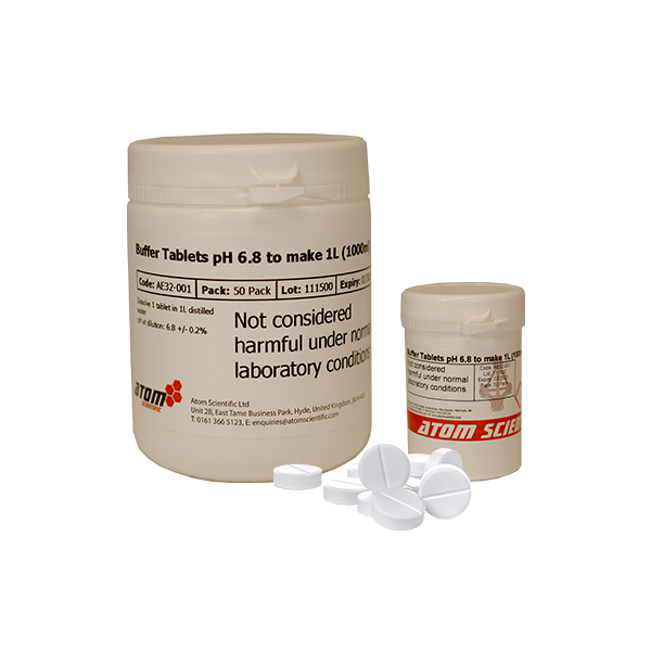 Buffer Tablet pH6.8 to make a Litre Buffer Solutions & Tablets Atom